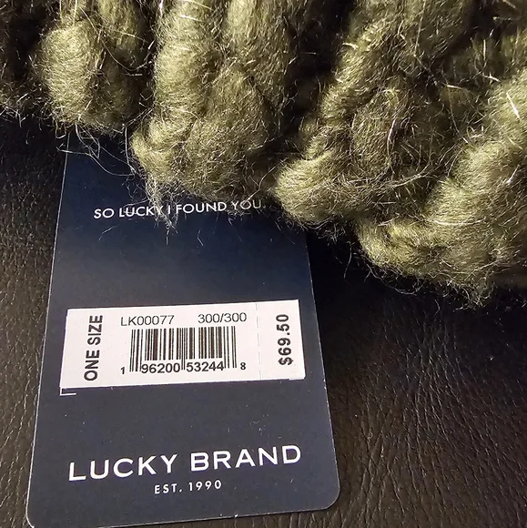 Lucky Brand Olive Green Knit Beanie New With Tags One Size Fits All - Picture 8 of 11